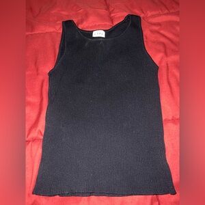 Classic Black Ribbed Tank Top - Unbranded
